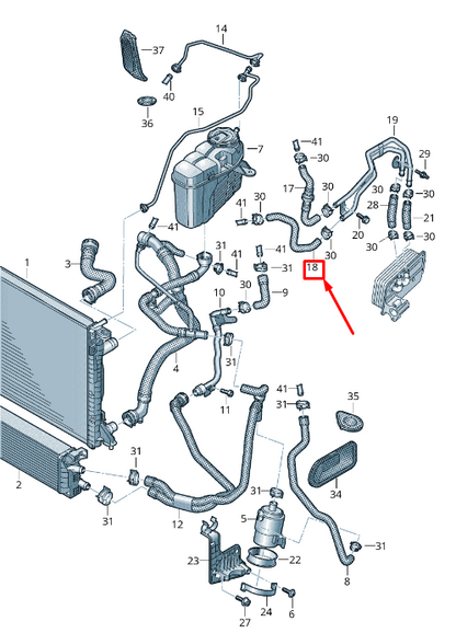 NEW AUDI A6 4A C8 ENGINE COOLANT HOSE 4K0121447AK ORIGINAL
