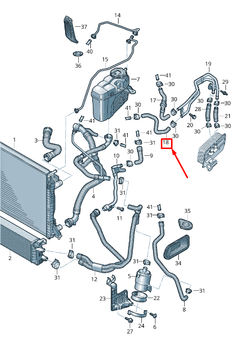 NEW AUDI A6 4A C8 ENGINE COOLANT HOSE 4K0121447AK ORIGINAL
