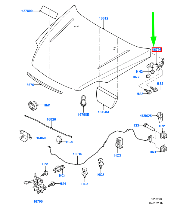 new ford mondeo mk4 front right hood hinge 7s7a-a16800-ag 1667708 original
