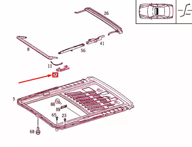 NEW MERCEDES-BENZ E W210 SLIDING ROOF RIGHT GUIDE A2107820231 ORIGINAL