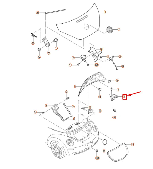NEW VOLKSWAGEN BEETLE CONVERTIBLE 1Y REAR LID LOCK 1Y0827505C01C