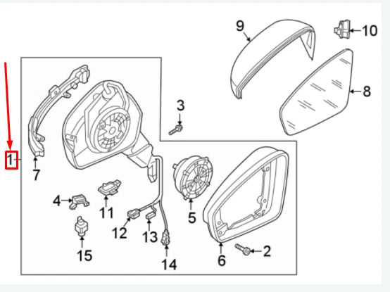 NEW VW TIGUAN AD MK2 FRONT RIGHT DOOR MIRROR ASSEMBLY LHD 5NN857508M9B9 ORIGINAL