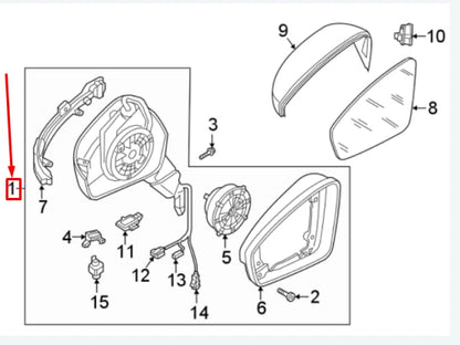 NEW VW TIGUAN AD MK2 FRONT RIGHT DOOR MIRROR ASSEMBLY LHD 5NN857508M9B9 ORIGINAL
