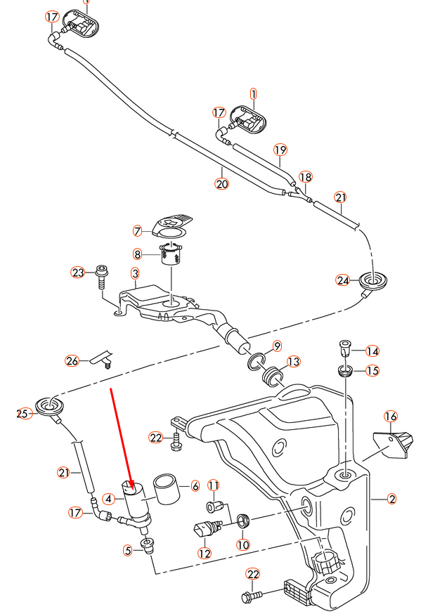 NEW AUDI A6 C7 WINDSHIELD WASHER PUMP 1K5955651 ORIGINAL