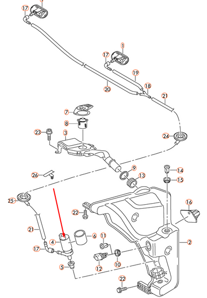NEW AUDI A6 C7 WINDSHIELD WASHER PUMP 1K5955651 ORIGINAL