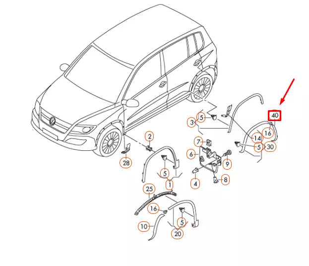 NEW VW TIGUAN 5N MK1 REAR RIGHT WHEEL ARCH REARWARD TRIM 5N0853818F9B9 ORIGINAL