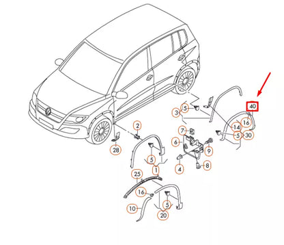 NEW VW TIGUAN 5N MK1 REAR RIGHT WHEEL ARCH REARWARD TRIM 5N0853818F9B9 ORIGINAL