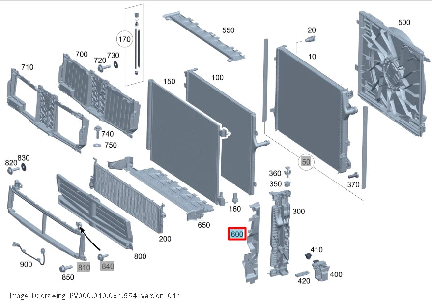 NEW MERCEDES-BENZ S W223 RADIATOR RIGHT AIR DUCT A2235053000 ORIGINAL