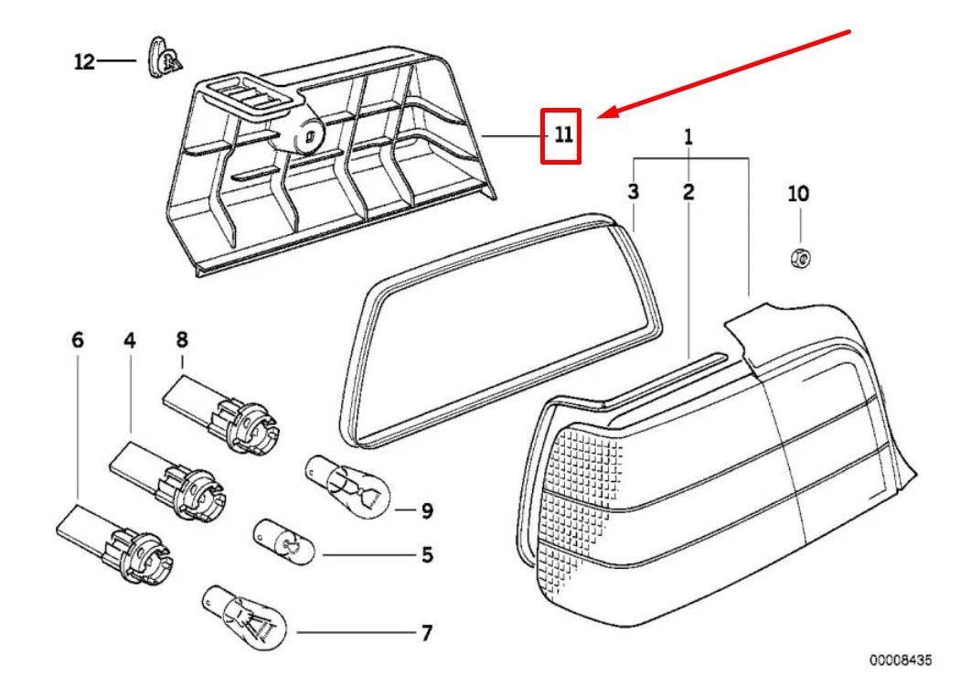 NEW BMW 3 COMPACT E36 RIGHT TAIL LIGHT COVER 51478165318 8165318 ORIGINAL