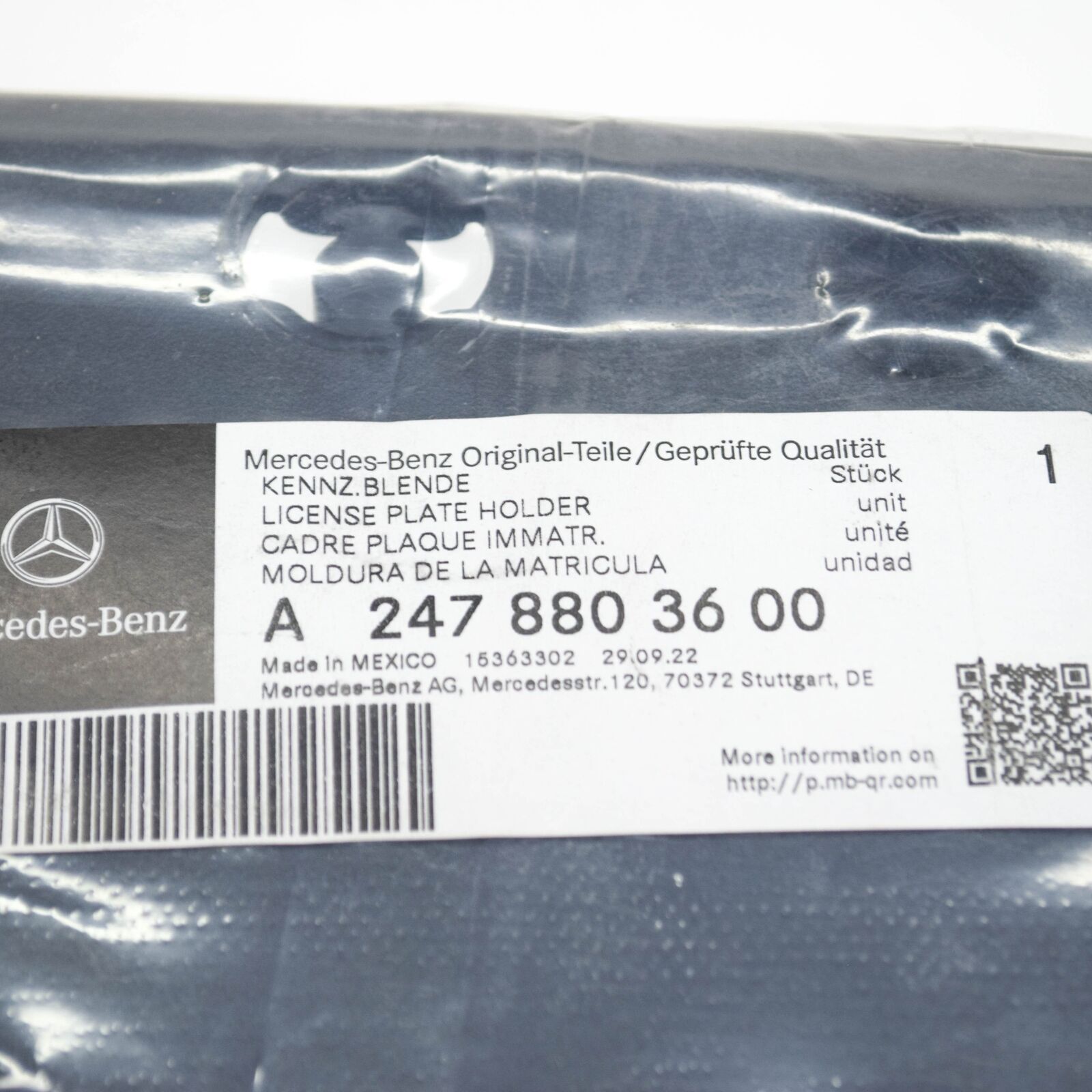 NEW MERCEDES-BENZ GLB X247 FRONT LICENSE PLATE HOLDER A2478803600 ORIGINAL