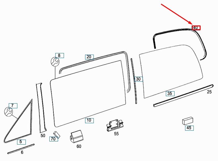 new mb vito w447 rear permanent window sealing frame a4476711820 original