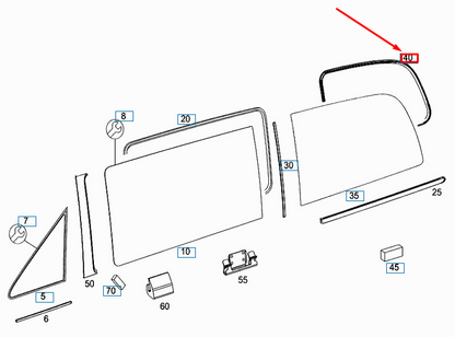 new mb vito w447 rear permanent window sealing frame a4476711820 original