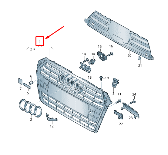 new audi a4 avant b9 radiator grille 8w0853651acrn4 8w0853651ac rn4 original
