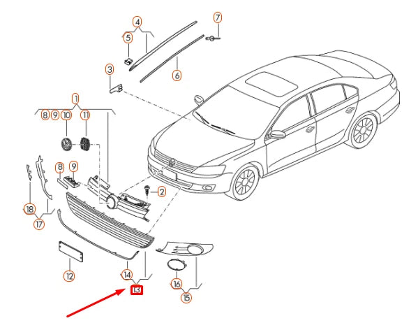 NEW VOLKSWAGEN JETTA A6 FRONT BUMPER CENTER VENT GRILLE 5C6853671RYP ORIGINAL