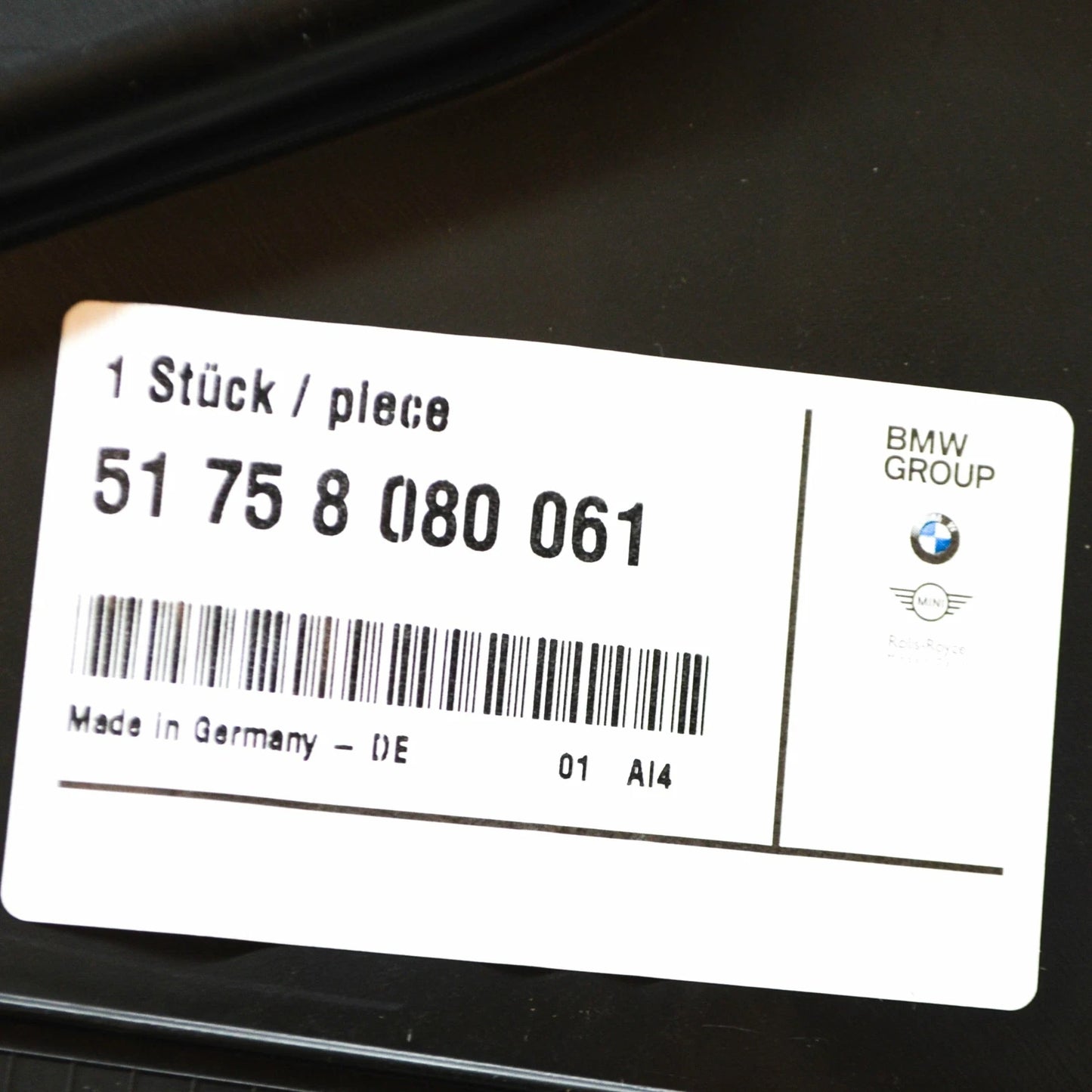 NEW BMW 7 G11 G12 FRONT LEFT WHEEL ARCH LOWER TRIM 51758080061 ORIGINAL