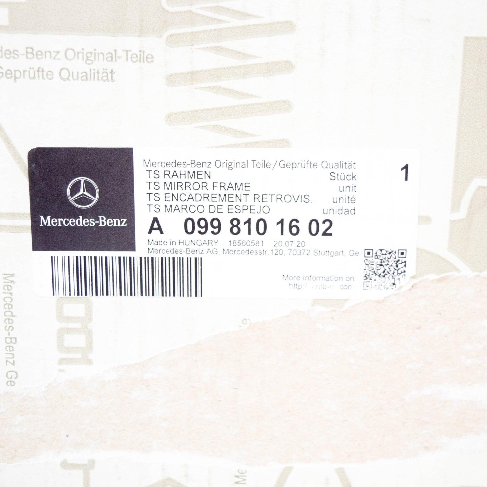 new mercedes-benz a w177 front right door mirror frame trim a0998101602 original