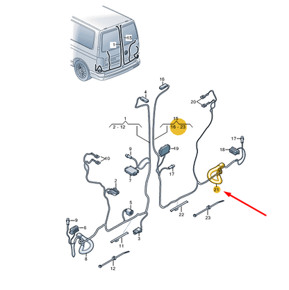 NEW VW TRANSPORTER VI T6 REAR RIGHT WING DOOR WIRING GROMMET 7H0971840D ORIGINAL