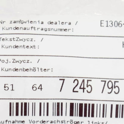 NEW BMW 3 F30 FRONT AXLE CARRIER BRACKET LEFT SIDE 51647245795 ORIGINAL