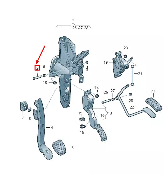 NEW VW TRANSPORTER VI T6 PEDAL BRACKET SHAFT 7H0721429