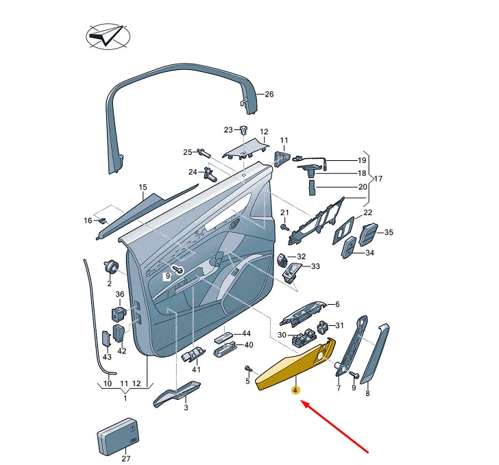 NEW AUDI Q5 FY FRONT LEFT DOOR ARMREST 80A867173BQU7 ORIGINAL