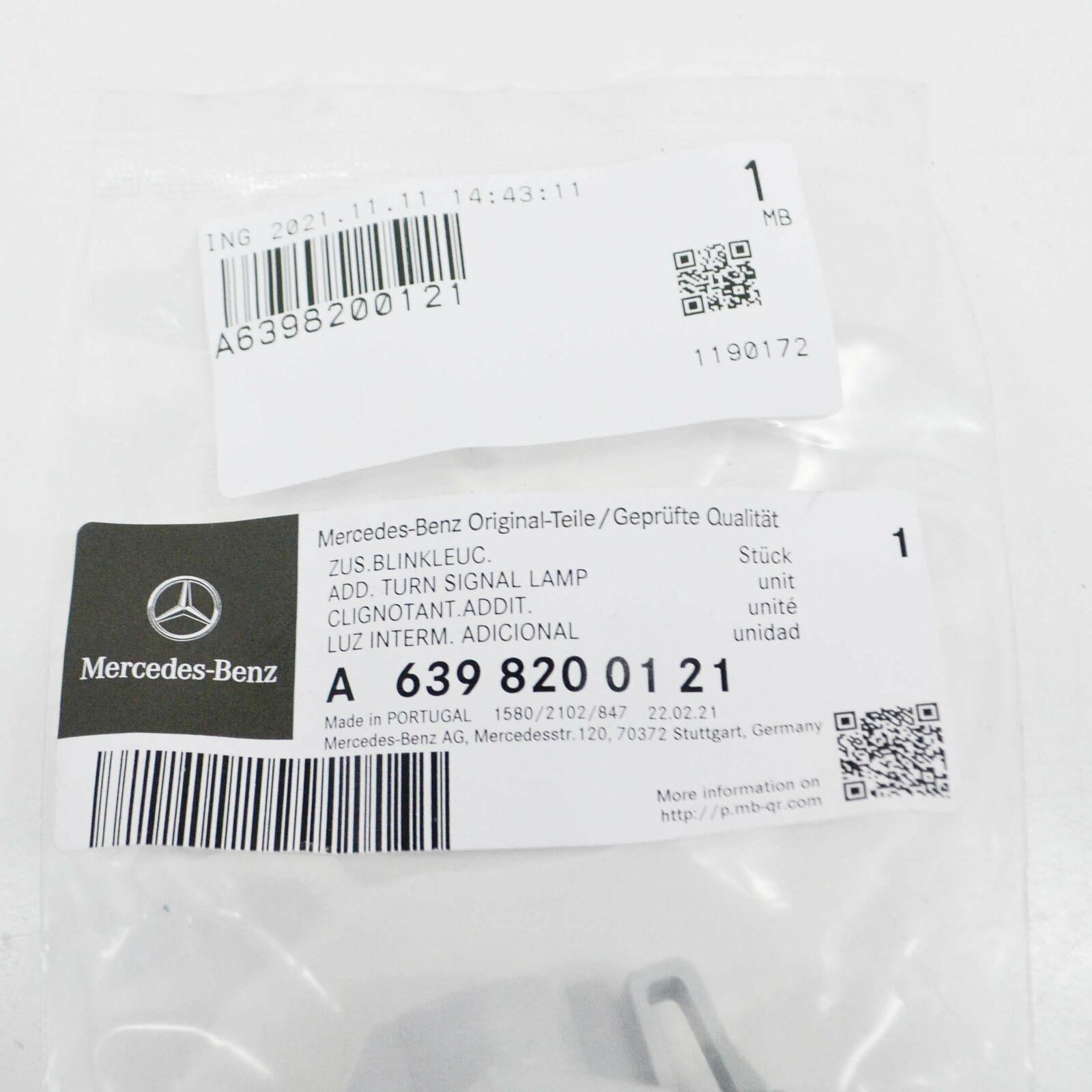 NEW MERCEDES-BENZ VITO W447 FRONT FENDER TURN SIGNAL LAMP A6398200121 ORIGINAL