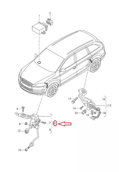 NEW AUDI Q7 4L FRONT LEFT LEVEL SENSOR WITH POLES 7L0616213D ORIGINAL