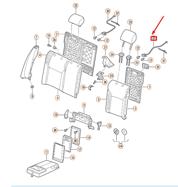 NEW VOLKSWAGEN JETTA A6 REAR LEFT FOLDING SEAT RELEASE CABLE 5C6885681J ORIGINAL