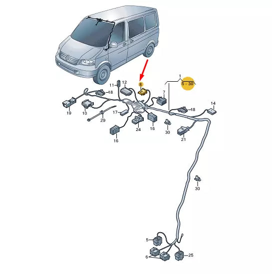 NEW VW TRANSPORTER VI T6 FLAT CONTACT HOUSING 5 PIN 3B0972705 ORIGINAL