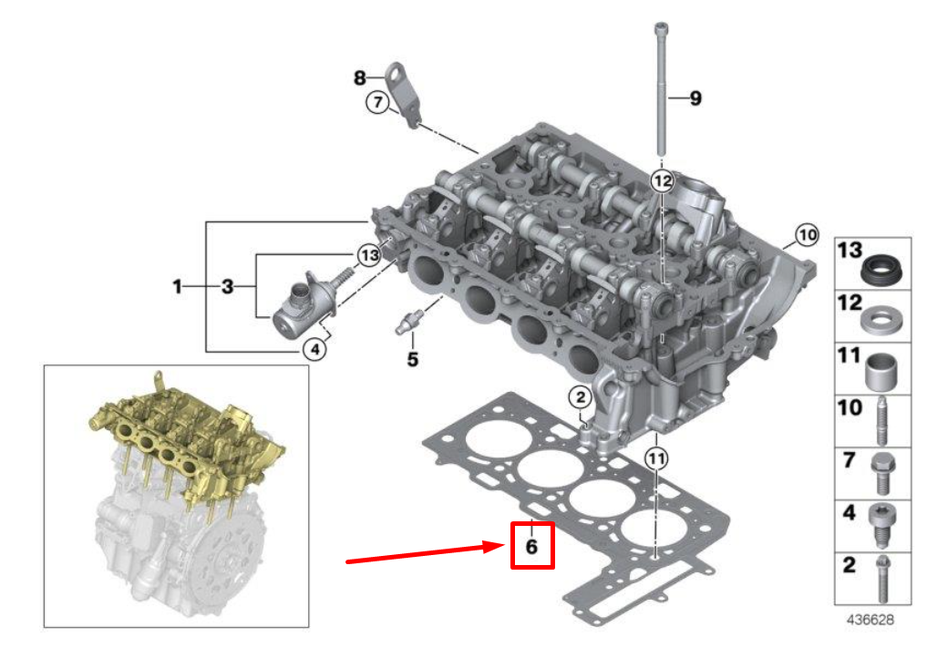 new bmw 4 coupe f32, f82 cylinder head gasket 11128654273 8654273 original