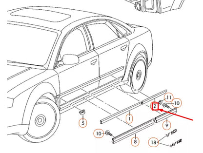 NEW AUDI A8 D3 REAR LEFT DOOR PROTECTIVE STRIP 4E0853963DGRU ORIGINAL