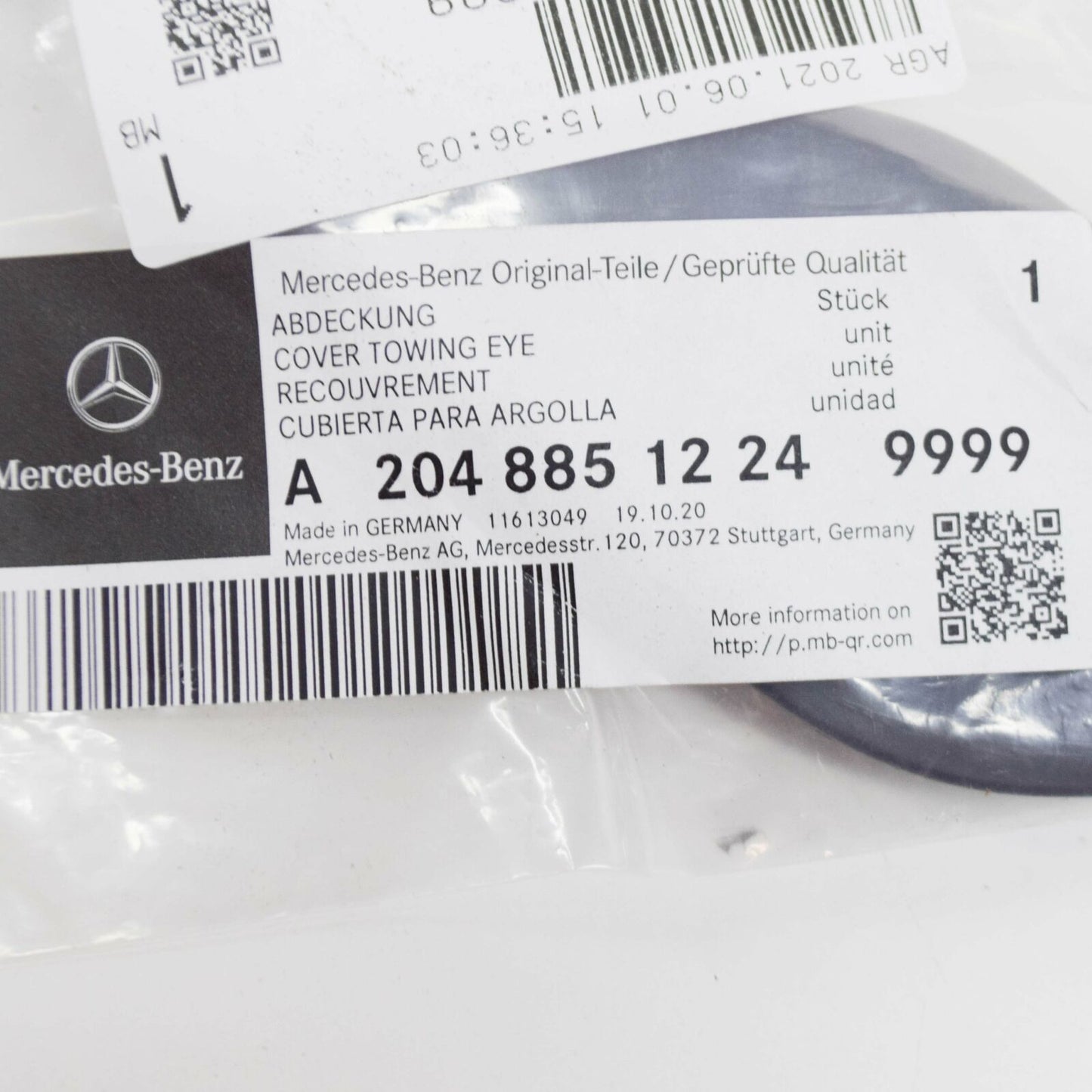 NEW MERCEDES-BENZ GLK-CLASS X204 REAR BUMPER TOW EYE COVER A20488512249999