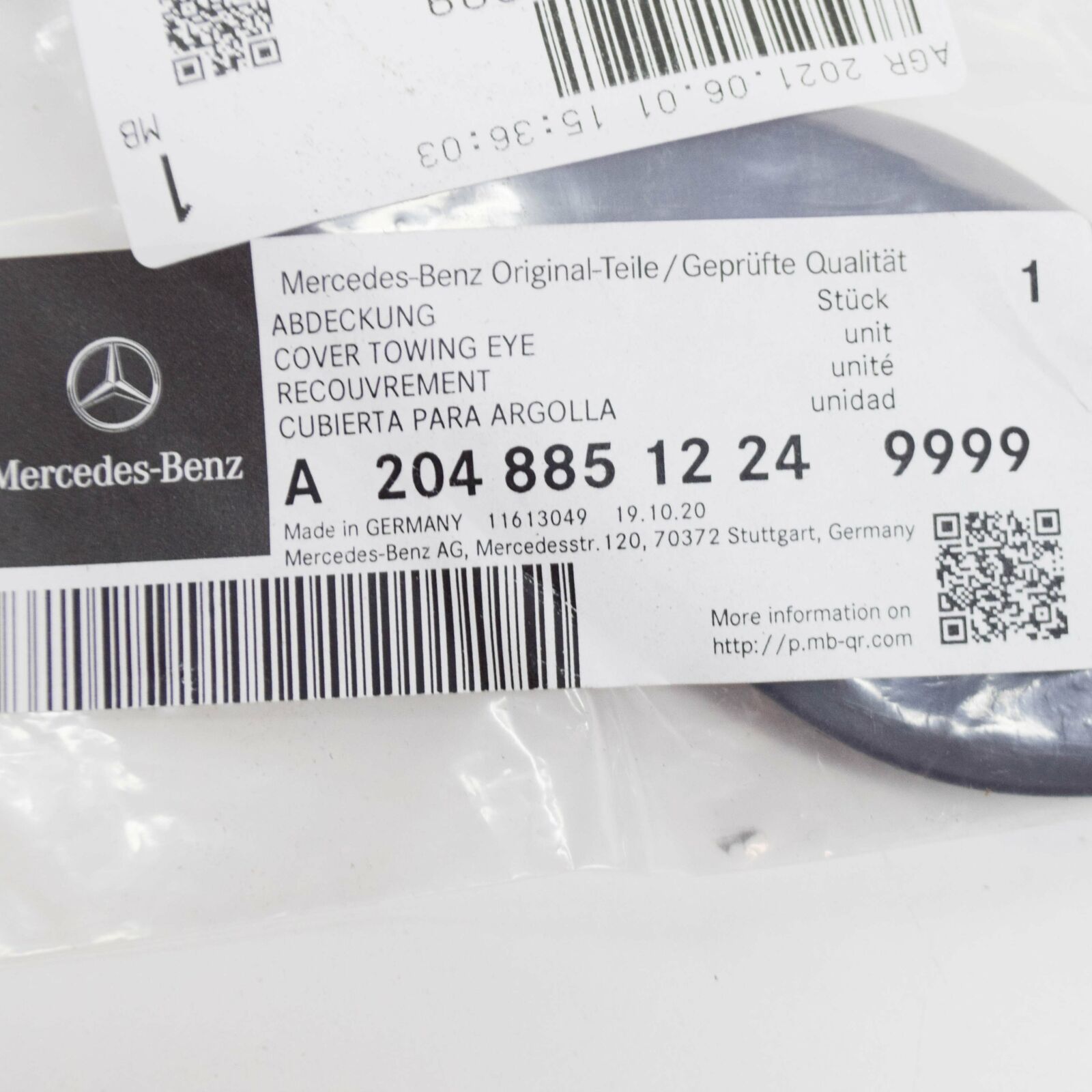 NEW MERCEDES-BENZ GLK-CLASS X204 REAR BUMPER TOW EYE COVER A20488512249999