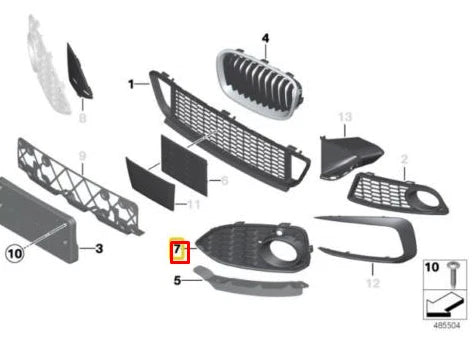 NEW BMW 2 F23 M FRONT BUMPER RIGHT SIDE LOWER GRILLE 51118061874 ORIGINAL