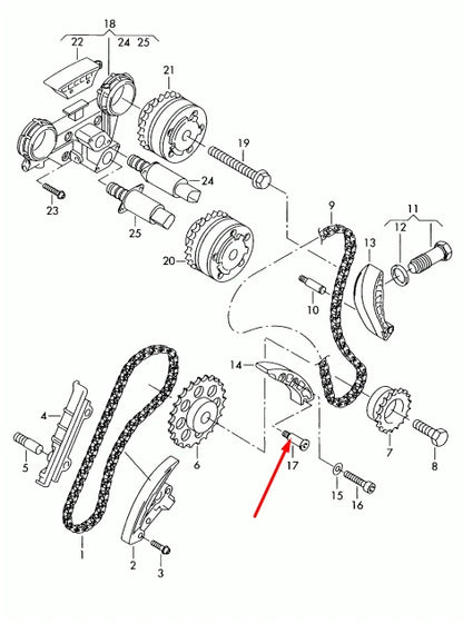 NEW AUDI Q7 4L TIMING CHAIN GUIDE RAIL PIN WHT008987 3.6 FSI ORIGINAL