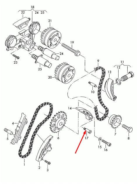 NEW AUDI Q7 4L TIMING CHAIN GUIDE RAIL PIN WHT008987 3.6 FSI ORIGINAL