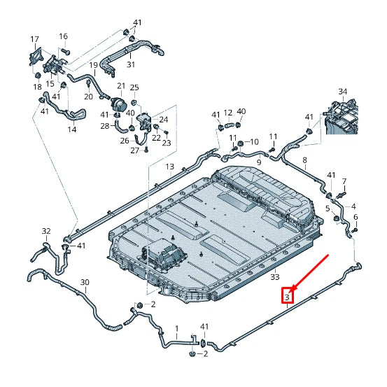 NEW AUDI E-TRON GE DRIVE MOTOR INVERTER COOLANT LINE 4KE145948F