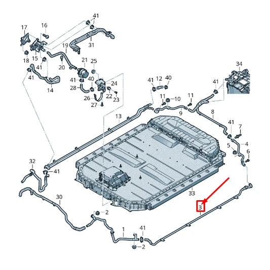 NEW AUDI E-TRON GE DRIVE MOTOR INVERTER COOLANT LINE 4KE145948F