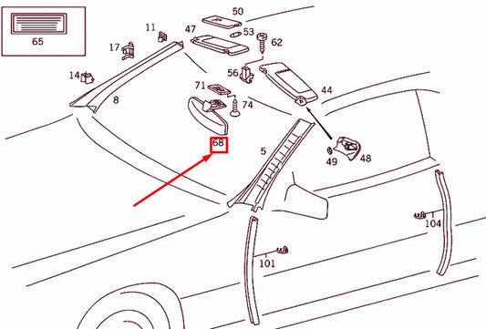NEW MERCEDES-BENZ AL R129 INSIDE REAR VIEW MIRROR A12981000175076