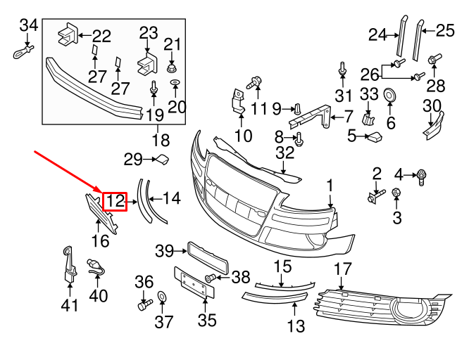NEW AUDI A8 D3 4E FRONT RIGHT BUMPER GUARD 4E0807224ACGRU ORIGINAL