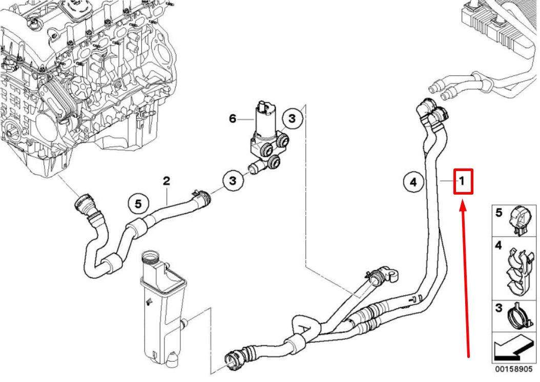 NEW BMW X3 E83 RADIATOR AND ENGINE RETURN HOSE 17123448462 3448462 ORIGINAL