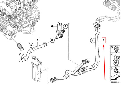 NEW BMW X3 E83 RADIATOR AND ENGINE RETURN HOSE 17123448462 3448462 ORIGINAL