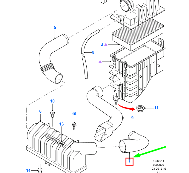 new ford transit mk3 air box hose pipe tube 4334272 1c15-9c623-cc original