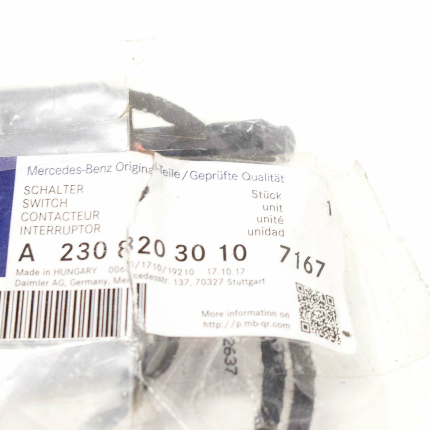 NEW MB SL R230 FRONT LEFT WINDOW REGULATOR SWITCH RHD A23082030107167 ORIGINAL