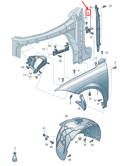 NEW VW TOUAREG CR RIGHT FENDER BRACKET 760821168 ORIGINAL