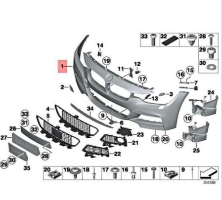 new bmw 3 f30 m us pdc aerodynamic front bumper 51118067952 8067952 original