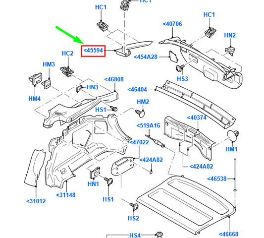 new ford mondeo mk3 tailgate right trim assy 7s71-a42906-ah3zhe 1825035 original