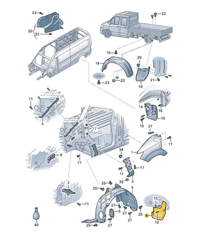 NEW VW CRAFTER MK2 SZ FRONT LEFT MUDGUARD FLAP 7C0821809 ORIGINAL