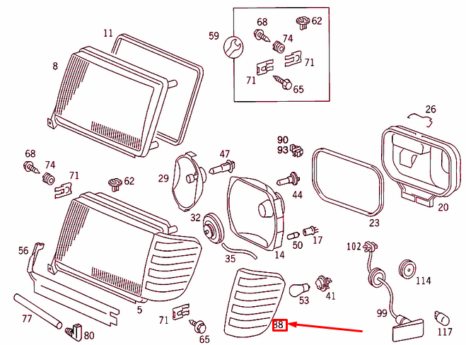 NEW MERCEDES-BENZ E W124 FRONT LEFT BLINKER LIGHT A1248260943 ORIGINAL