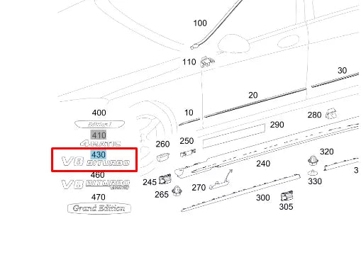 NEW MB S W222 AMG FRONT FENDER WING LETTERING BADGE A2228175200 ORIGINAL