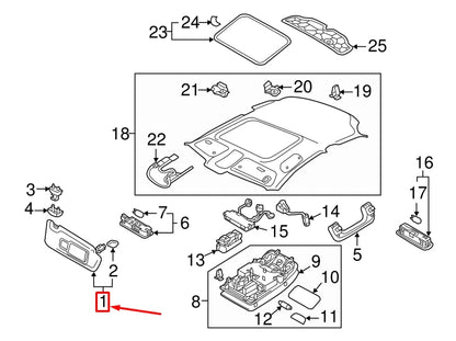 NEW AUDI A3 SPORTBACK 8V LEFT SIDE SUN VISOR LHD 8W0857551B7C0 ORIGINAL